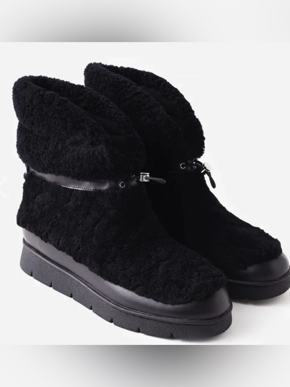 NEW MARC FISHER LTD KAMURYN COZY DRAWSTRING BOOTIES IN BLACK